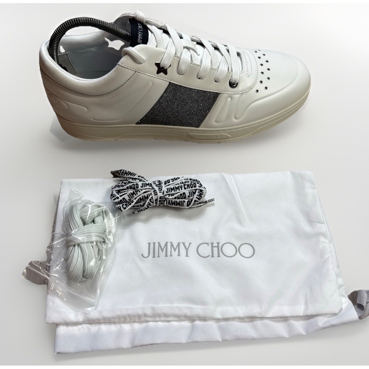 New Jimmy Choo Hawaii Low Top Platform Glitter Crystals Sneakers 46 Us Men's 12